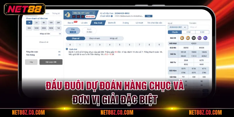 Đầu đuôi dự đoán hàng chục và đơn vị giải đặc biệt