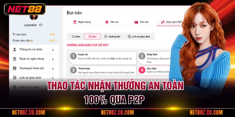 Thao tác nhận thưởng an toàn 100% qua P2P